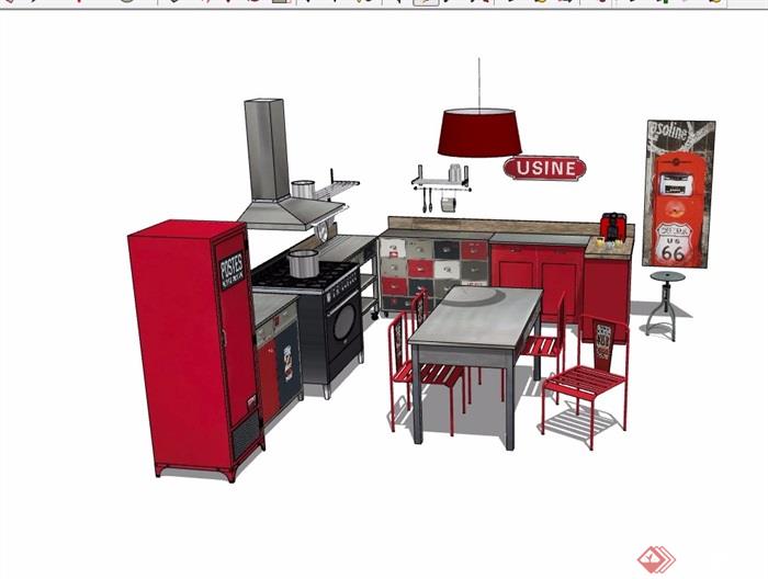厨房橱柜设施素材su模型