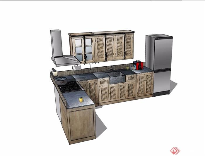 现代厨房橱柜素材设计su模型