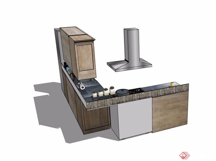 现代厨房橱柜素材设计su模型
