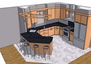 某厨房橱柜设施设计SU(草图大师)模型