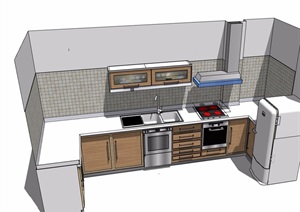 某独特详细厨房橱柜设施素材设计SU(草图大师)模型