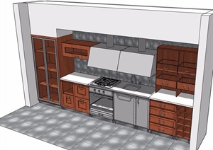 住宅室内厨房橱柜设施素材设计SU(草图大师)模型