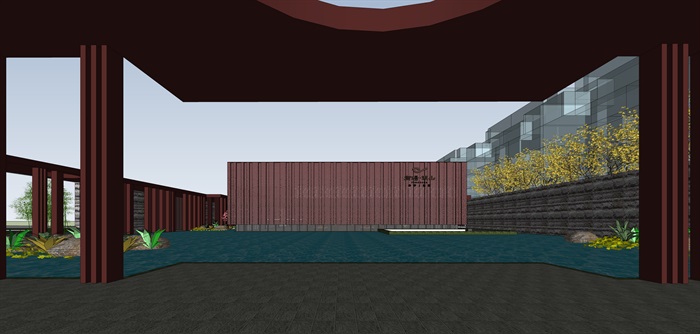 红色穿孔金属板表皮售楼处示范区展示中心(4)
