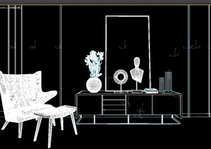 详细的室内桌椅柜组合设计SU(草图大师)模型