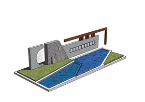 现代喷泉水景水池素材设计SU(草图大师)模型