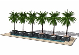 现代树池水池素材设计SU(草图大师)模型