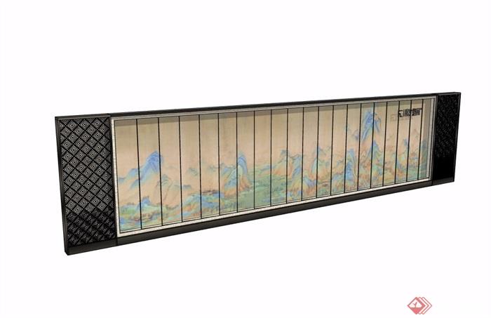 新中式山水景墙完整详细设计su模型