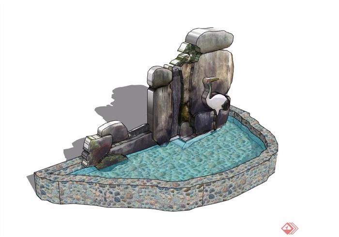 假山水池素材设计su模型