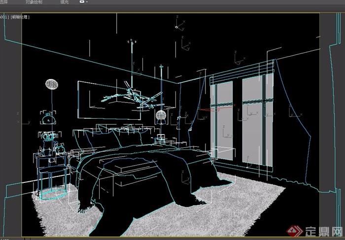 北欧卧室床柜素材设计3d模型