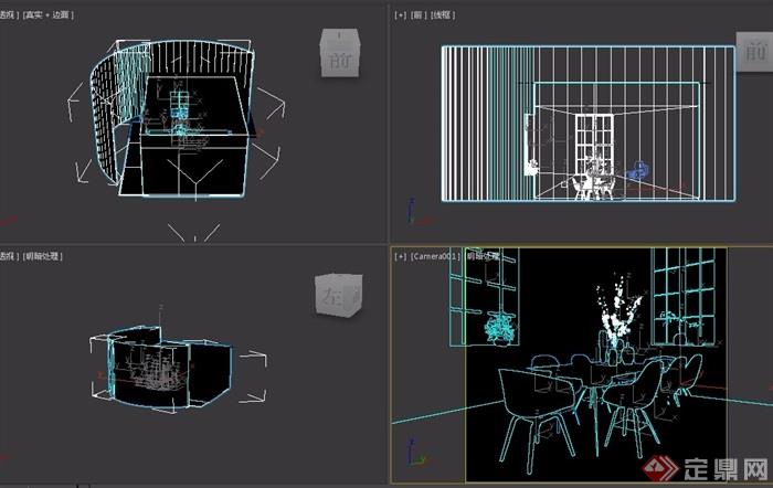 现代详细的桌椅组合素材设计3d模型