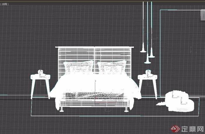 现代简约双人床组合3D模型