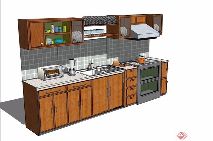 某现代厨房橱柜设施素材设计3d模型