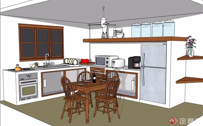 某详细的完整厨房橱柜设施素材设计su模型