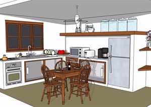某详细的完整厨房橱柜设施素材设计SU(草图大师)模型