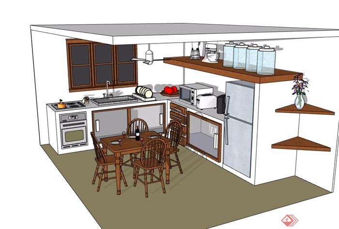 某详细的完整厨房橱柜设施素材设计su模型