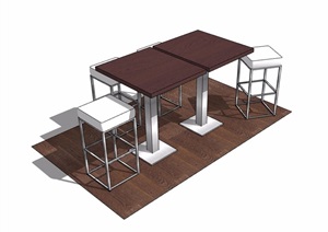 六种不同的详细餐桌椅组合设计SU(草图大师)模型