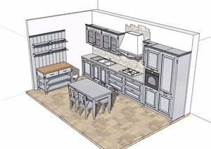 厨房橱柜设施桌椅素材设计SU(草图大师)模型