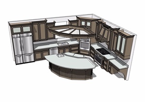 某现代详细厨房设施素材设计SU(草图大师)模型