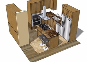 现代详细室内厨房设施素材设计SU(草图大师)模型
