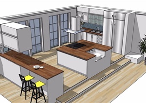 某住宅室内厨房橱柜设施素材设计SU(草图大师)模型