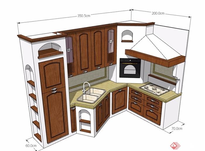 某详细的室内厨房设施素材设计su模型
