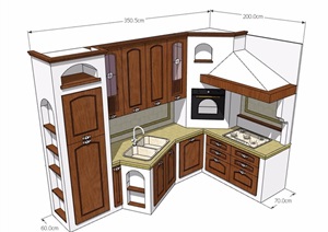 某详细的室内厨房设施素材设计SU(草图大师)模型