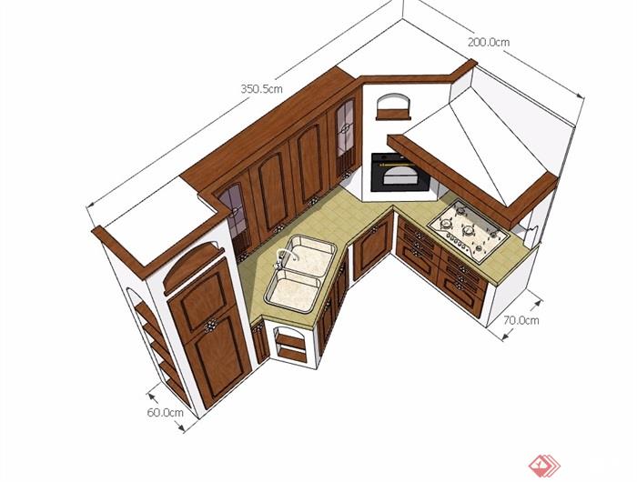 某详细的室内厨房设施素材设计su模型