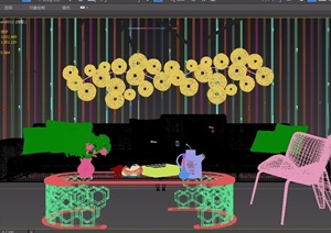 现代多人沙发茶几、椅子灯饰组合设计3d模型