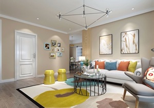 详细的完整室内客厅装饰设计3d模型及效果图