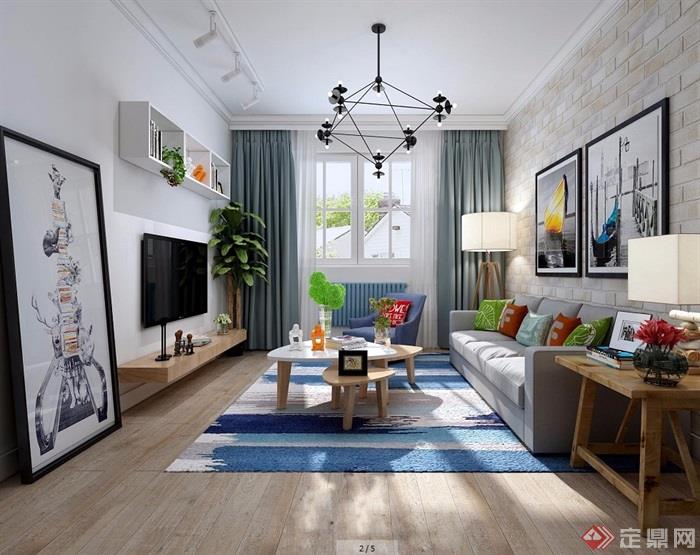 详细的住宅室内客厅装饰3d模型及效果图