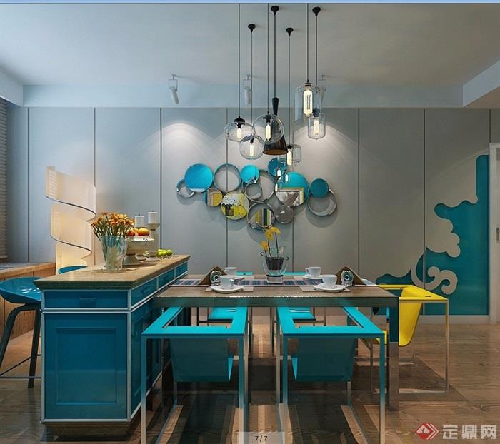 详细的完整室内客厅餐厅装饰3d模型及效果图