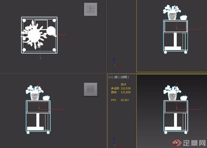 详细的完整床头柜素材设计3d模型