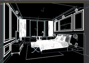 住宅详细的室内卧室空间3d模型