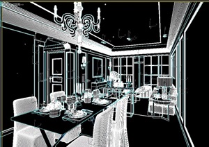 某完整的室内客餐厅装饰素材3d模型