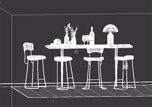 北欧吧台吧桌椅素材设计3d模型