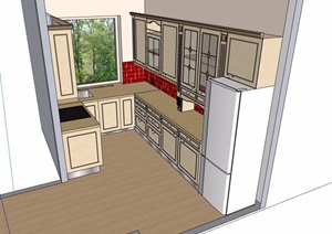 详细的整体室内橱柜设施素材设计SU(草图大师)模型