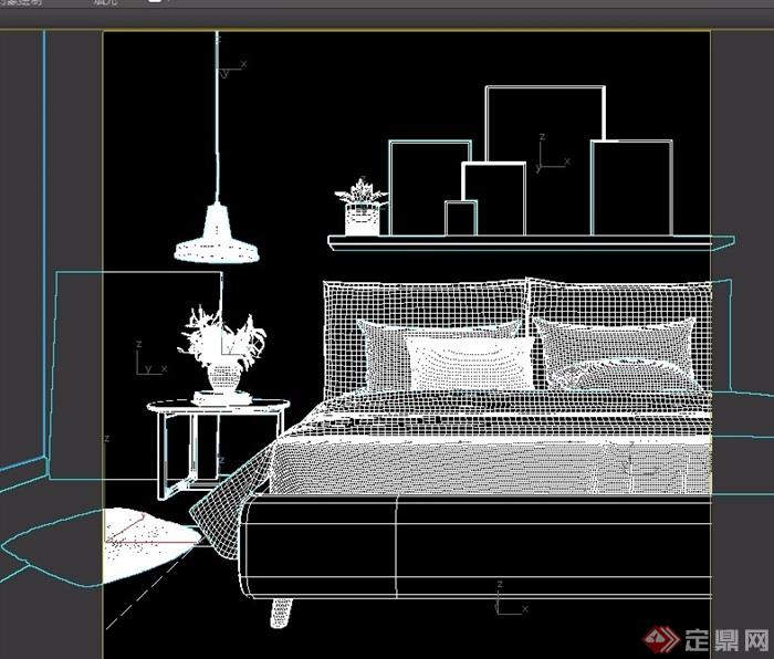 北欧卧室床柜素材设计3d模型