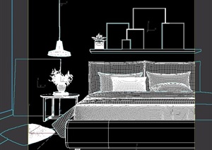 北欧卧室床柜素材设计3d模型