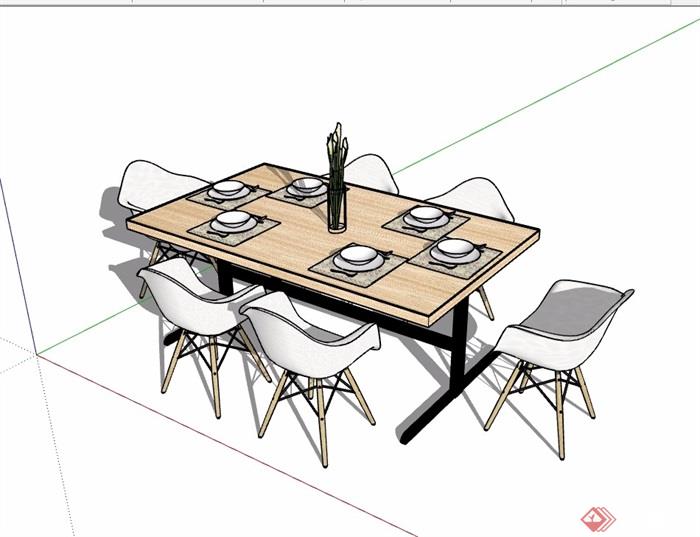 简约详细的室内餐桌椅素材设计su模型