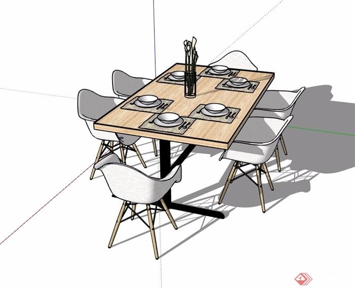 简约详细的室内餐桌椅素材设计su模型