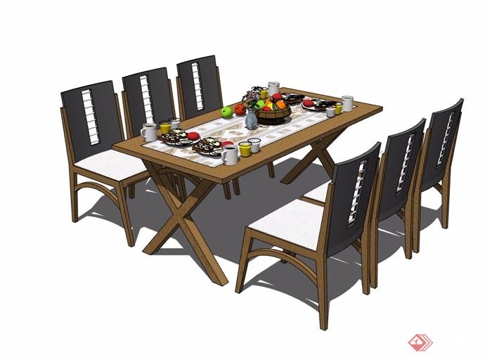 某住宅详细的完整室内餐桌椅素材设计su模型