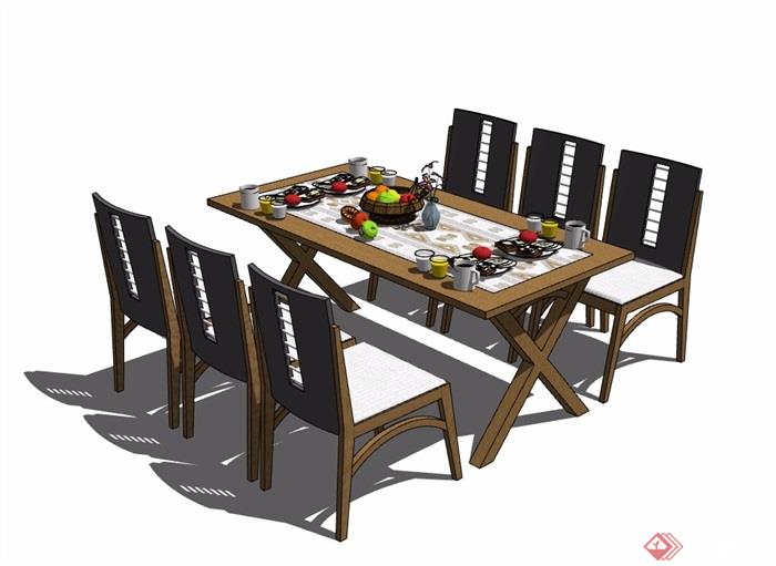 某住宅详细的完整室内餐桌椅素材设计su模型