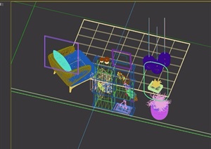 单人沙发柜子组合设计3D模型
