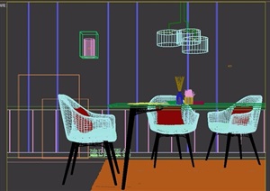 高级灰餐桌椅素材设计3d模型