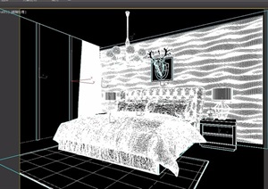后现代双人床吊灯组合设计3d模型