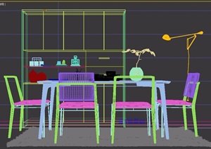 现代餐桌椅完整设计3d模型