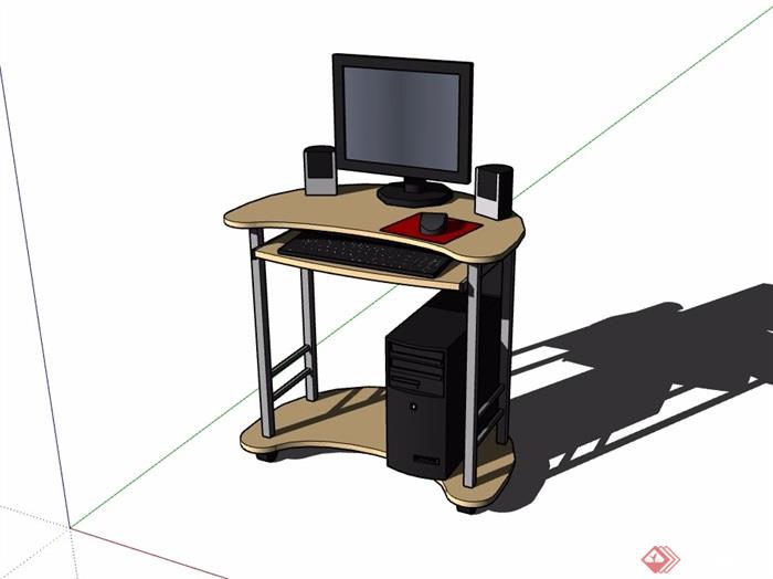 详细的室内电脑及桌子素材设计su模型
