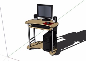 详细的室内电脑及桌子素材设计SU(草图大师)模型