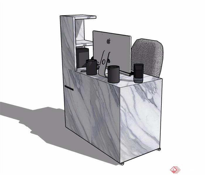 室内详细的电脑桌椅素材设计su模型