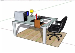 独特详细的室内办公桌椅素材设计SU(草图大师)模型